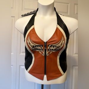 Harley Davidson leather halter top size medium.